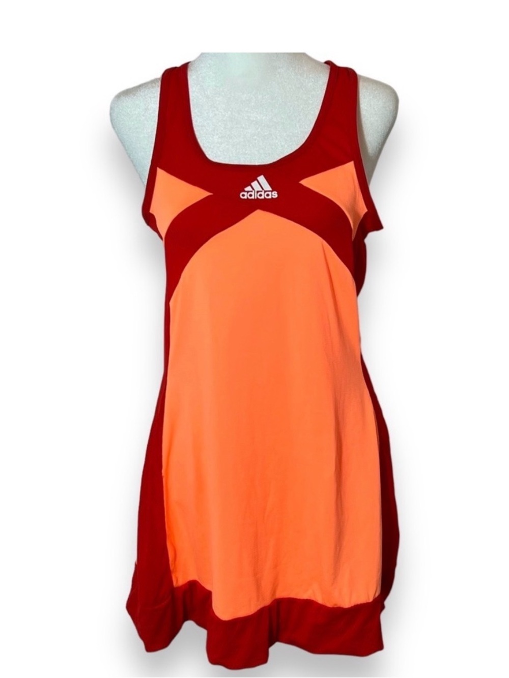 Adidas Women's Adizero Orange and Red Mesh Tennis Dress, Medium